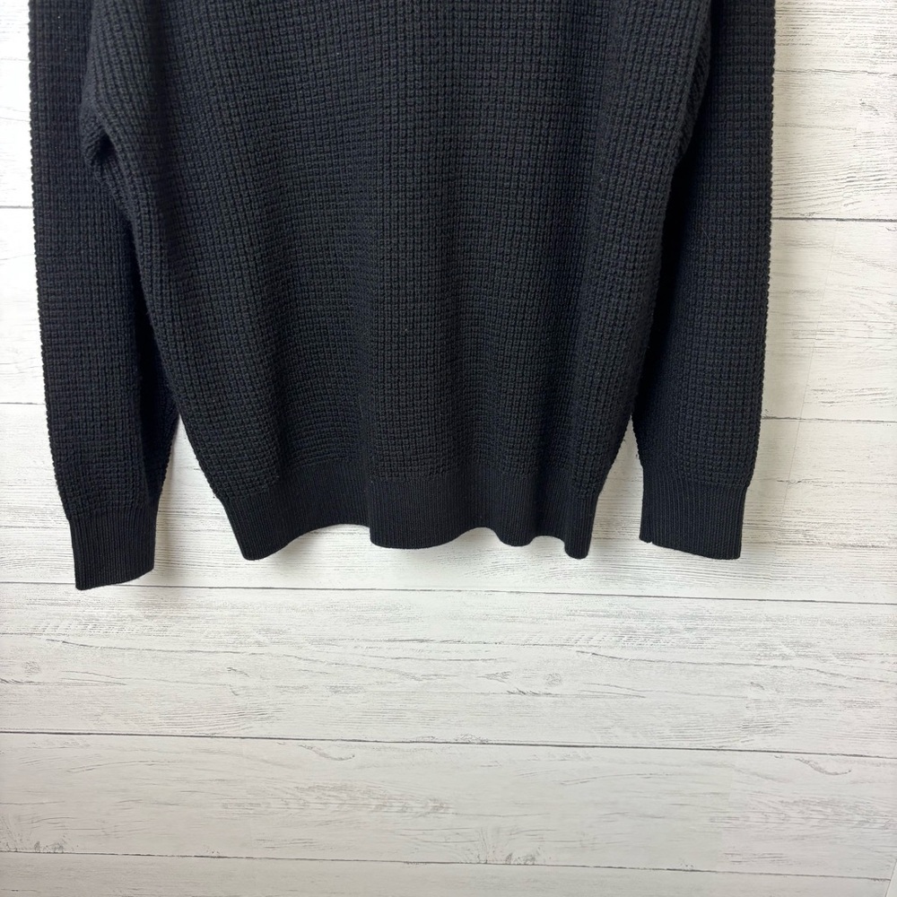 Aritzia Wilfred Free Hillside Sweater Black 100% Wool Crewneck Waffle Knit S - Picture 7 of 13